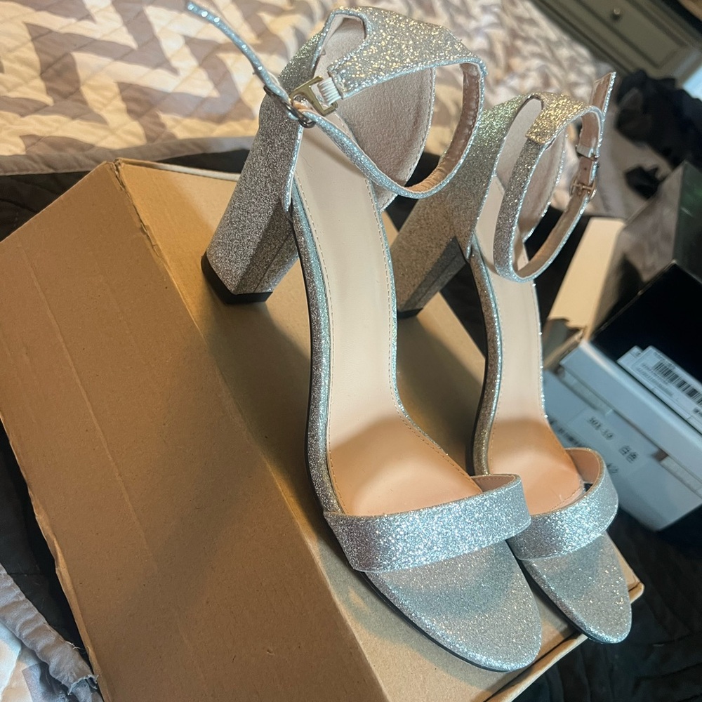 Elegant Silver Glitter Heels